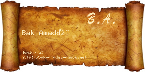 Bak Amadé névjegykártya